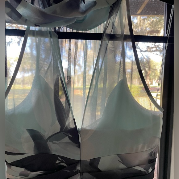 Adrianna Papell Floral Halter Sleeveless Chiffon Gown, Size 0 - Picture 10 of 14